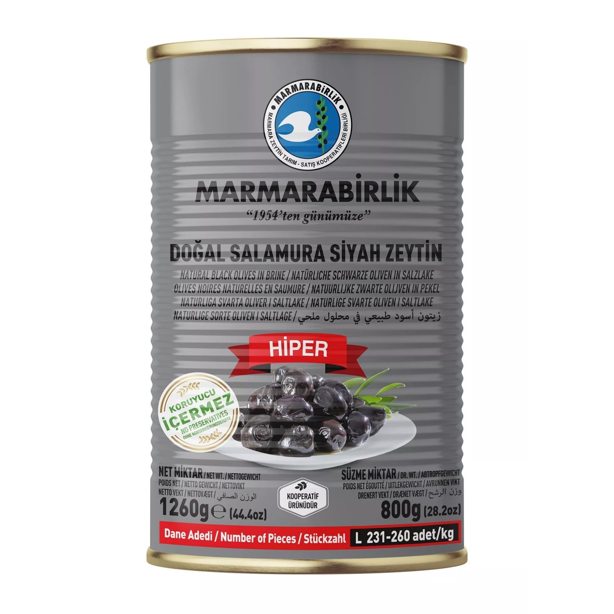 Black Olives Canned, Turkish Olives in Brine, Hand-Picked, Vegan & Mediterranean Flavor, Perfect for Snacking, Salads & Mezze Platters, Kosher, Halal, Large, 28.2oz (800g)