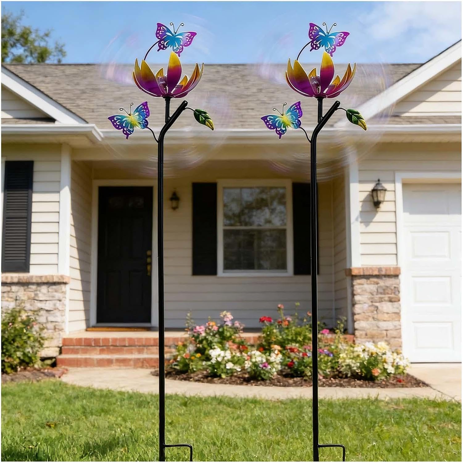 Wind Spinners, 46 inch/117cm Wind Catcher Stainless Steel, Wind Catcher for Outdoor Patio Lawn Yard and Garden Decor,B（2Packs）
