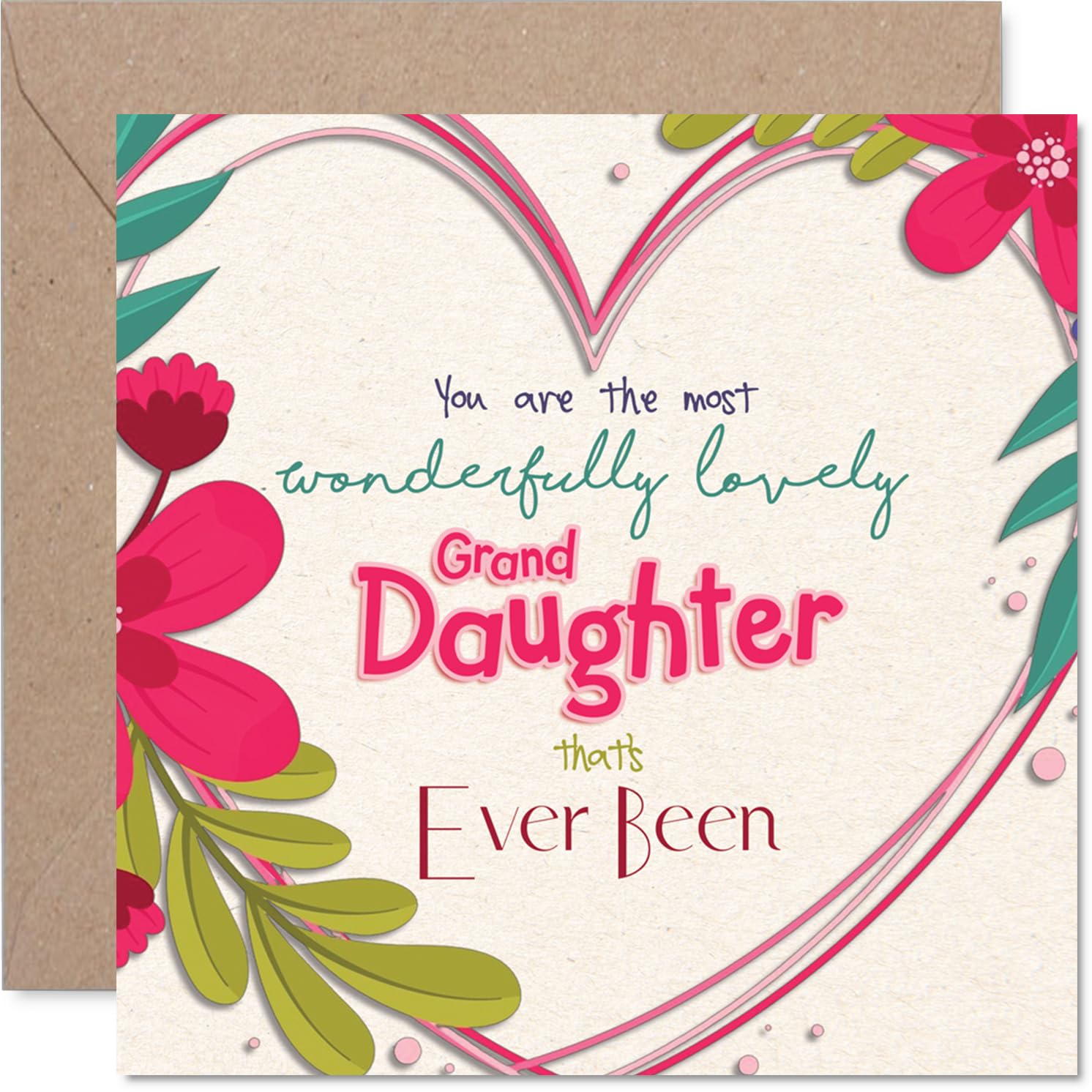 Granddaughter Birthday Card - The Most Wonderfully Lovely - Happy Birthday Card for Granddaughter from Grandad Grandma, 145mm Colourful Floral Design Bday Greeting Cards