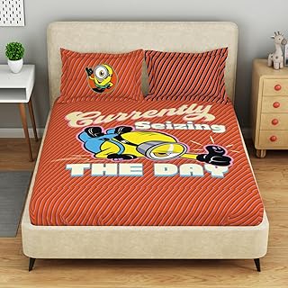 Spaces Universal Minions Kids Bedsheet – Double Bed, Whisper White, 100% Cotton, 180 TC, 1 Double Bedsheet with 2 Pillow Covers (228 x 274 cm, 43 x 68 cm)-picture-19