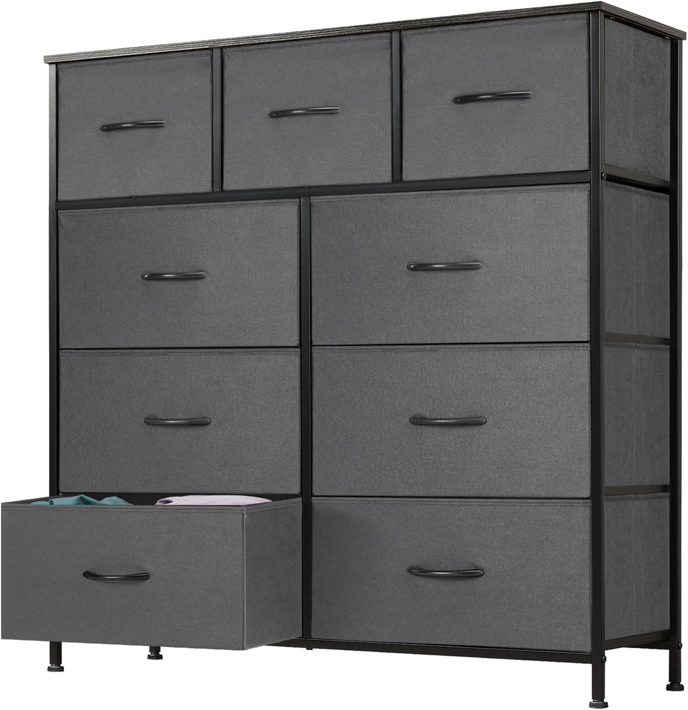 DUMOS 9-Drawer Fabric Storage Dresser, Grey