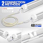 Barrina 4FT LED Shop Light, 40W 5500LM 6500K, Clear Cover Linkable LED Tube Lights, V Shape T8 LED Lighting, LED Ceiling Lights for Garage, Warehouse, Workshop, ETL Listed, 10 Packs