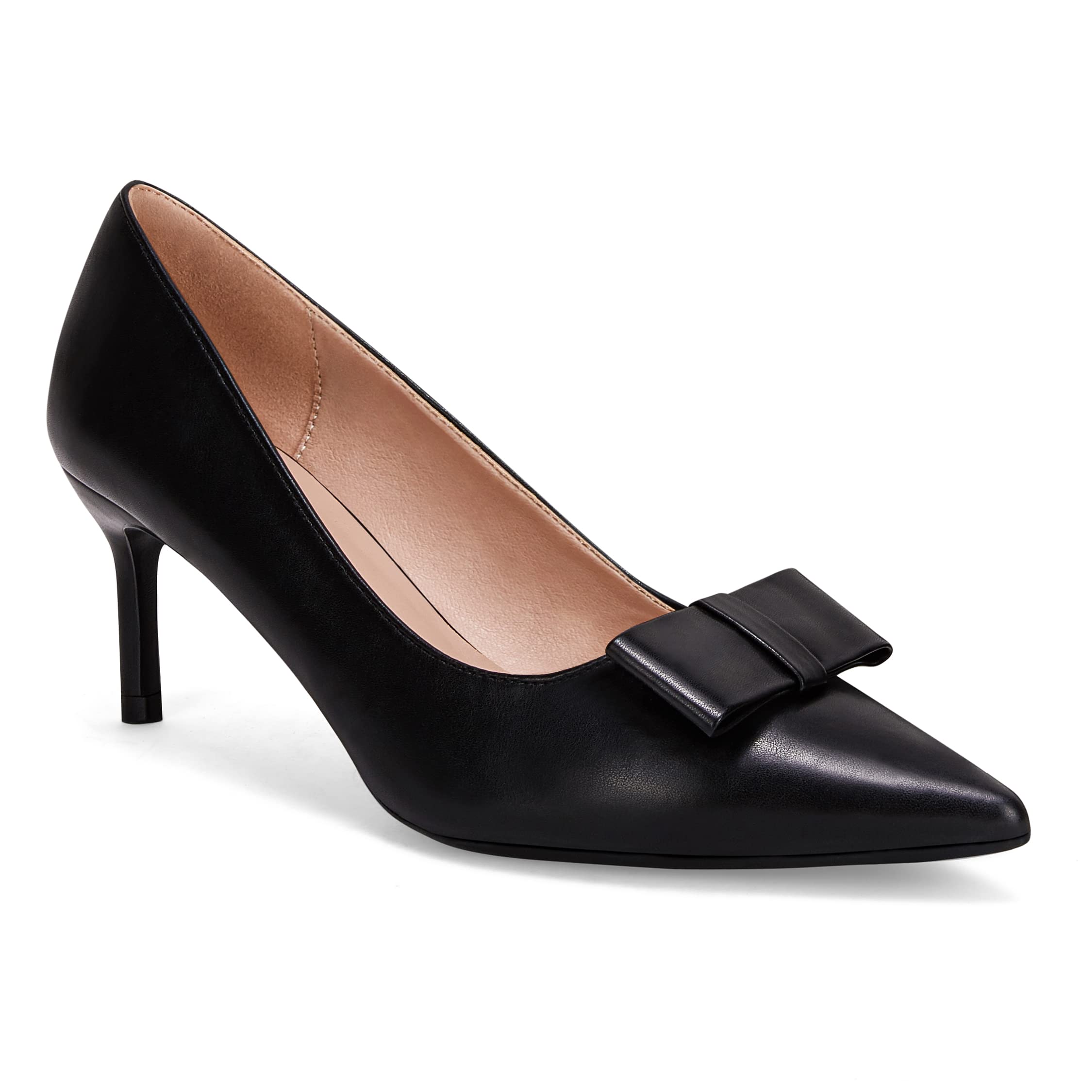 CoutgoWomens Bow Tie Pumps Heels Sexy Kitten Stiletto Closed Pointed Toe Slip On Wedding Dress Shoes