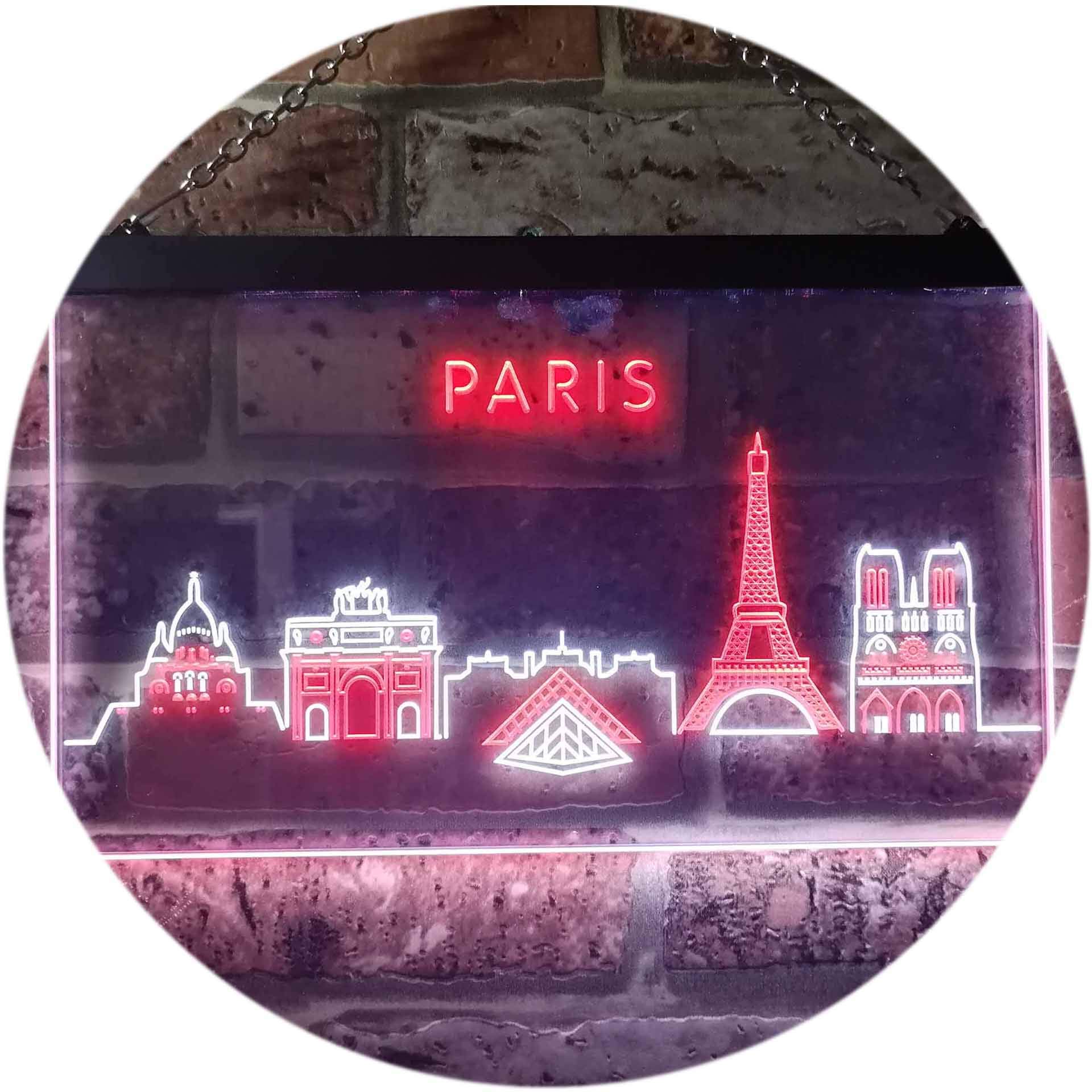 ADVPRO Paris City Skyline Silhouette Dual Color LED Neon Sign White & Red 300 x 210mm st6s32-i3276-wr โ image 1