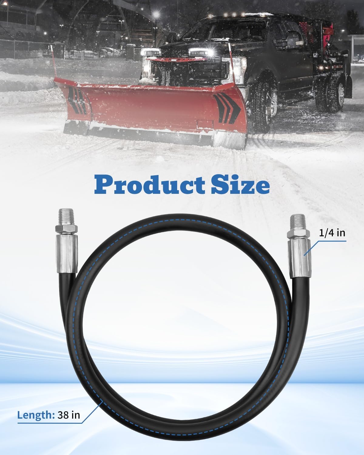 Snow Plow Hydraulic Hose Fit for Western Snow Plow Snowblades Replace 55020K 1304225 55020 2Pcs