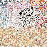 400Pcs Charms for Jewelry Making Enamel Bracelet Charms, Dyroubo Assorted Gold Plated Bangle Charms, Mixed Bulk Metal Earring Charms, Necklace Bracelet Charms for DIY Jewelry Making and Crafting