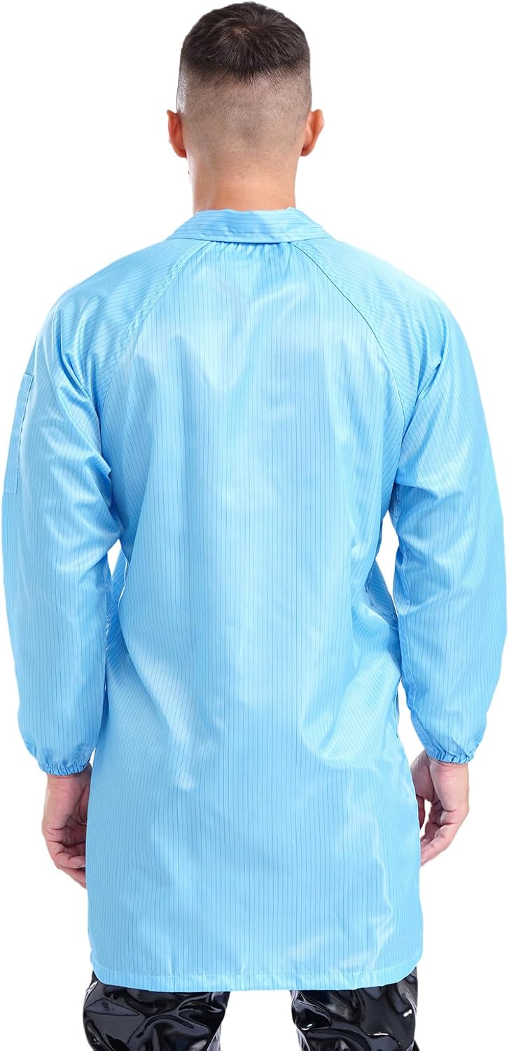 Mens Womens Lab Coat Science Jackets Anti-static Workwear Uniform Non-disposable Coat