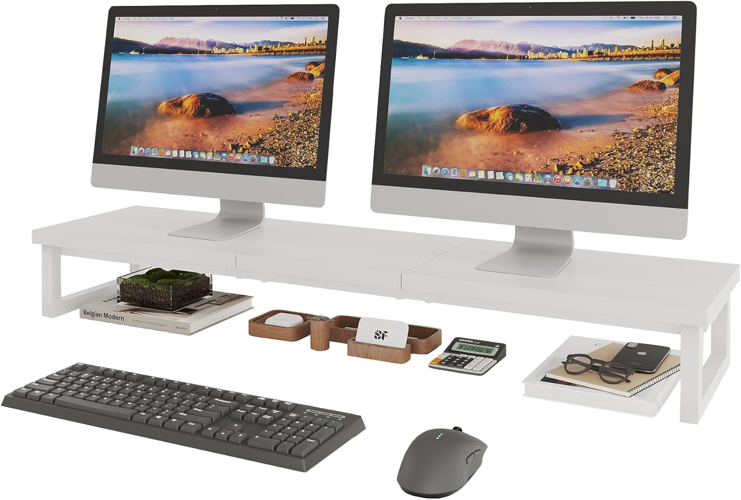 Amazon.com: MZPVK Dual Monitor Stand Riser for Desk Shelf, Computer ...