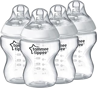 Tommee Tippee Closer To Nature Baby Bottles Slow Flow Breast-Like Nipple With Anti-Colic Valve (9oz, 4 Count)