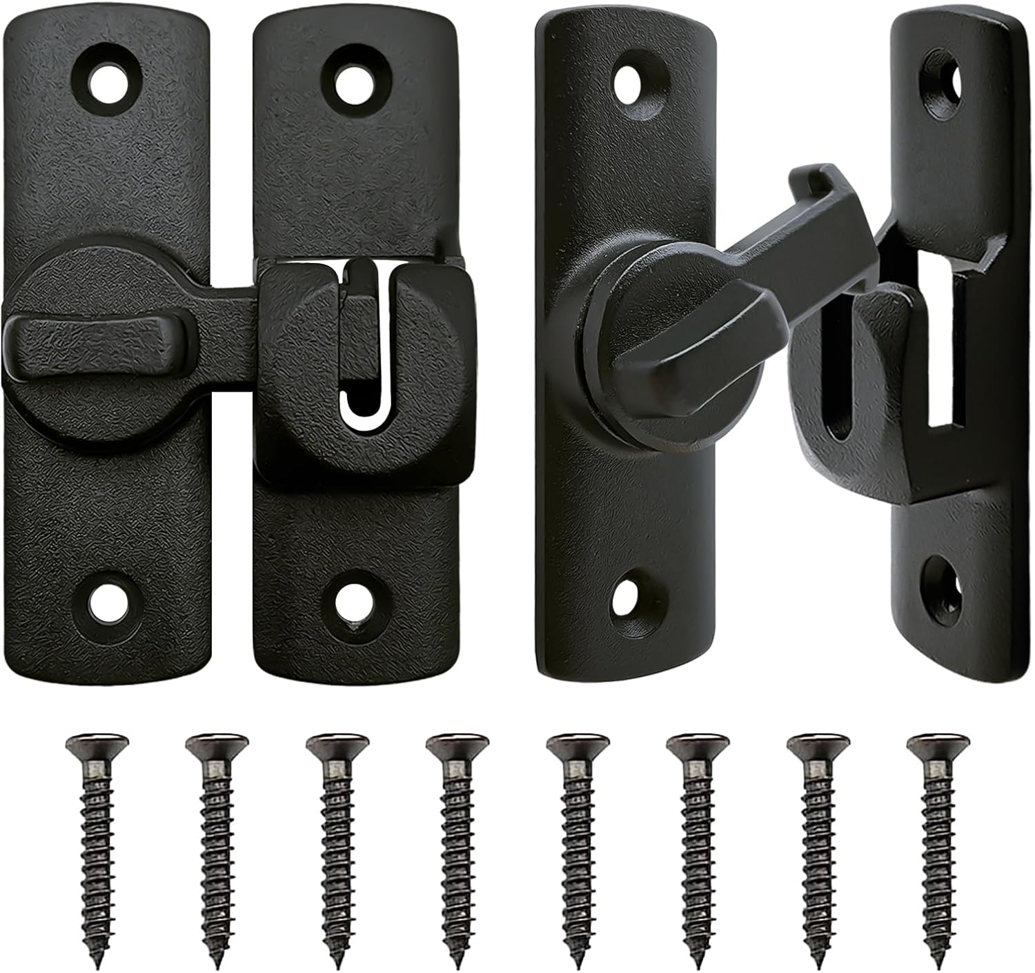 2 paquetes Cerraduras para puerta de granero, cierre de puerta abatible de 90180 grados, cerradura de puerta corredera de seguridad, herrajes para