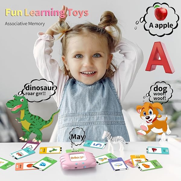 Talking-Flash-Cards with 252 Sight Words, Easter Birthday Gifts for Boys 1 2 3 4 5 6 Year Old, Educational Learning Toys, Pocket Speech Language Speaking Toys for Toddlers Ages 1-6, Pink - 3