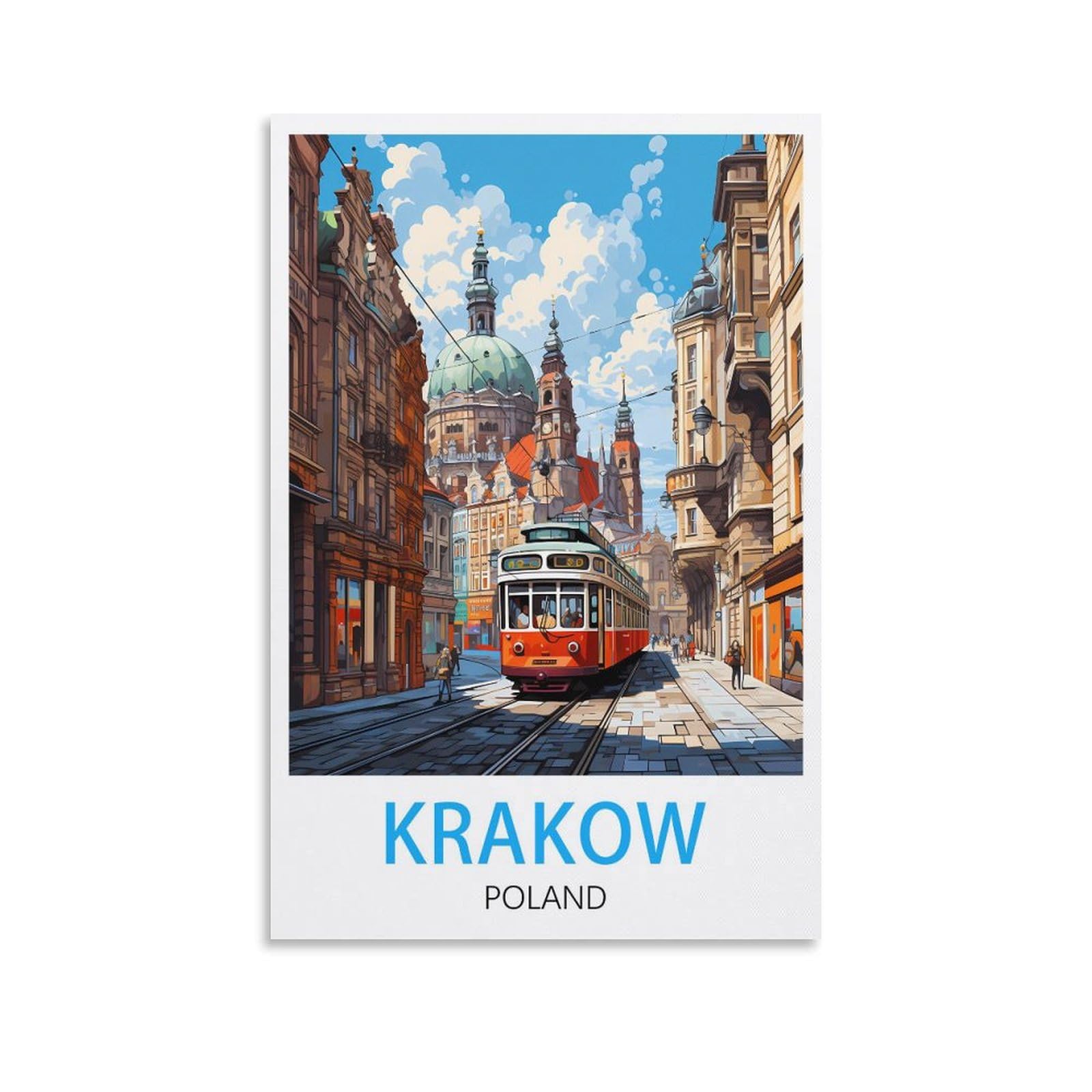 LHJOIUN Krakow Poland Vintage Travel Poster 08x12inch(20x30cm) Art Canvas Print For Living Room Bedroom Home Decoration Modern Art