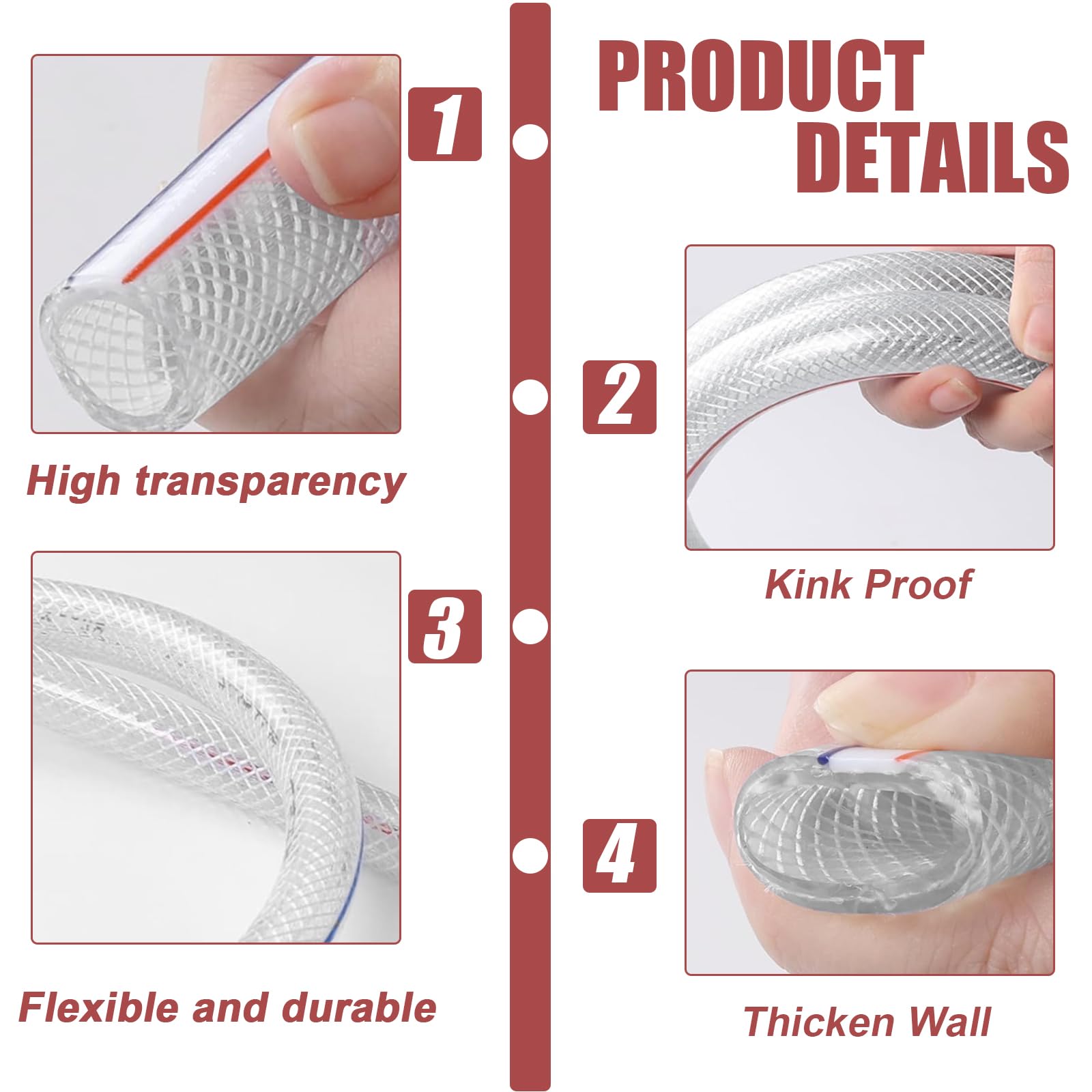 Saugschlauch PVC Gewebeschlauch 25x32 mm, Transparenter Verstärkter Wasserschlauch, Flexibel für Wasser, Luft, Öl, Garten, Teich und Industrie (25x32mm 6M)