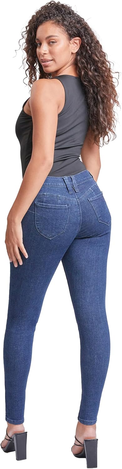 YMI Womens Women’s Sustainable Wannabettabutt Mid Rise Skinny Jeans - Image 6