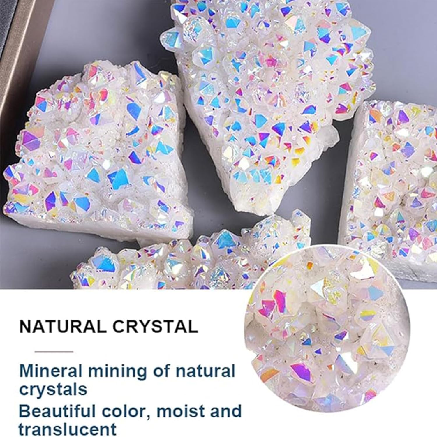 White Crystal Cluster Electroplated Colorful Crystal Cluster White Crystal Raw Stone Ore Home Decoration Demagnetization Ornaments,50~70g