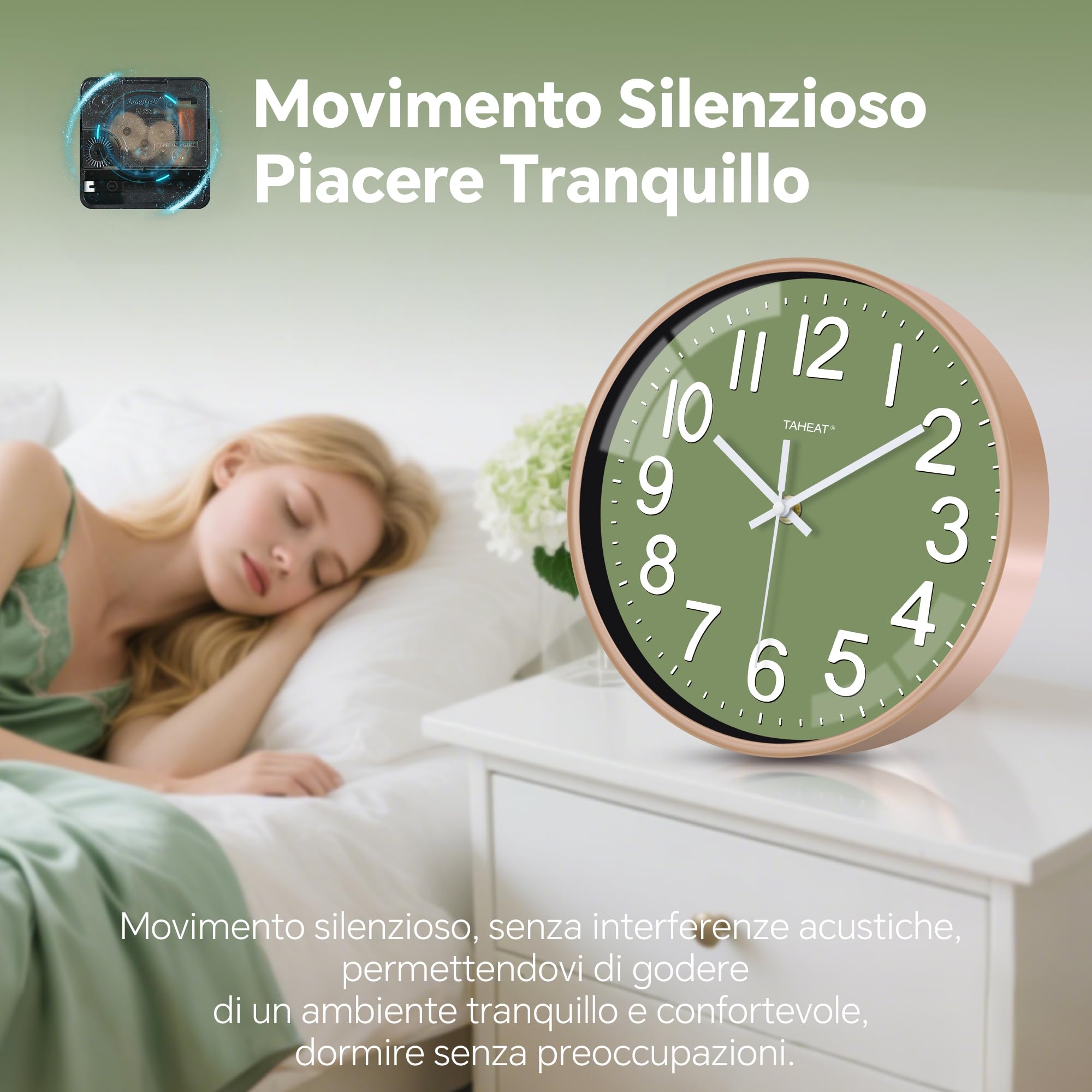 VAPOKF Orologi da parete senza ticchettio, funzionamento a