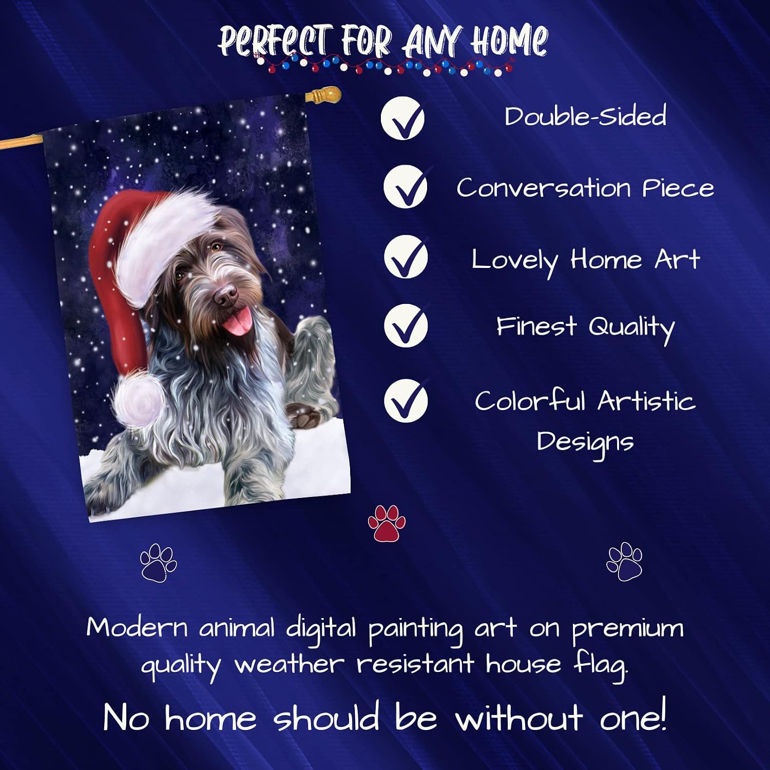 Doggie of the Day Wirehaired Pointing Griffon Dog House Flag - Christmas Let it Snow - Outdoor Double Sided Pet Home Garden Decor 28"w x 40"h, HFLG61135