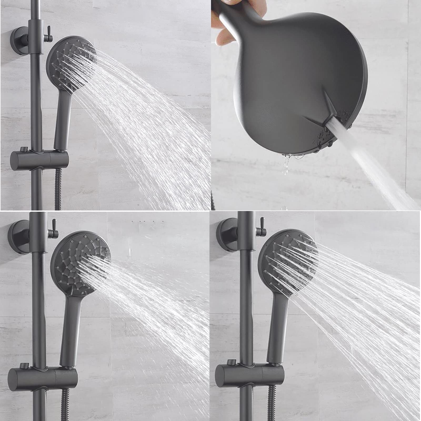 Sistema Doccia a Pioggia da 8 Pollici, Set Combinato Grigio, Rubinetto a Parete con beccuccio per Vasca, spruzzatore per Bidet Portatile a 4 modalità: Il Massimo aggiornamento del