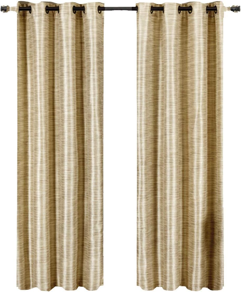 Royal Hotel Bedding Geneva Multi-Layer Ivory Grommet Blackout Window Curtain Panel, Lined-Stripe Pattern, 52x96 inches