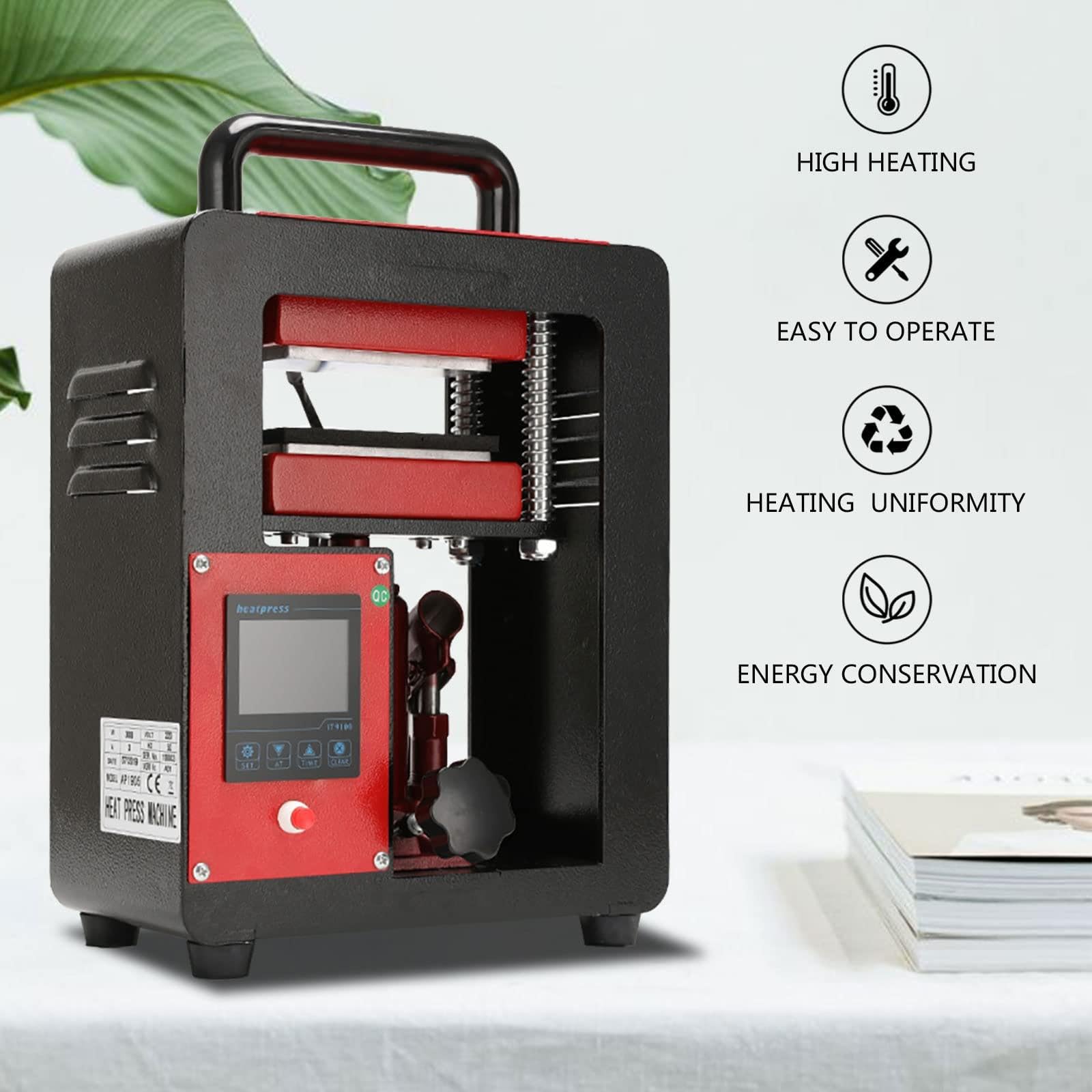 Prensa de calor hidráulica de colofonia, prensado profesional para uso doméstico y comercial, control digital de temperatura (0-250 °C), temporizador 0-999S