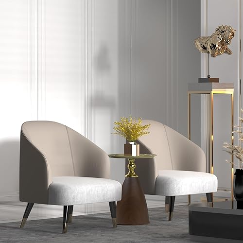 Miniatura 6 de Mesas auxiliares redondas pequeñas, mesa auxiliar de metal, pedestal con textura de madera sintética, mesa decorativa moderna para sala de estar y