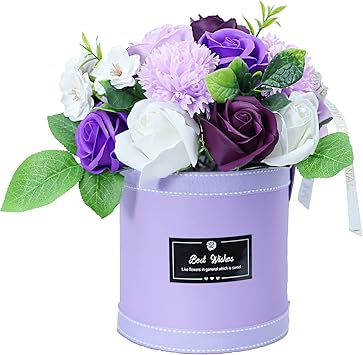 Amazon ソープフラワー バラ 花束 バレンタインデー 母の日 バラ型 枯れない花 造花 薔薇 石鹸花 ギフト メッセージカード付き贈り物 お見舞い お祝い入学 卒業 結婚祝い 記念日 誕生日 プレゼント 父の日 教師の日 敬老の日定年祝い 新築祝い エレガントパープル