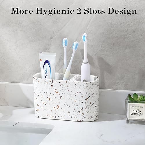 Vista 44 de Luxspire Soporte para cepillos de dientes, 3 ranuras, soporte eléctrico para cepillos de dientes y pasta de dientes, almacenamiento de resina