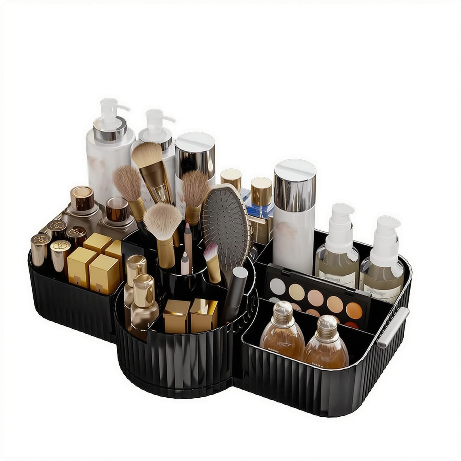 Zambuph Rotating Makeup Organizer Vintage Makeup Organizer Wooden, Black