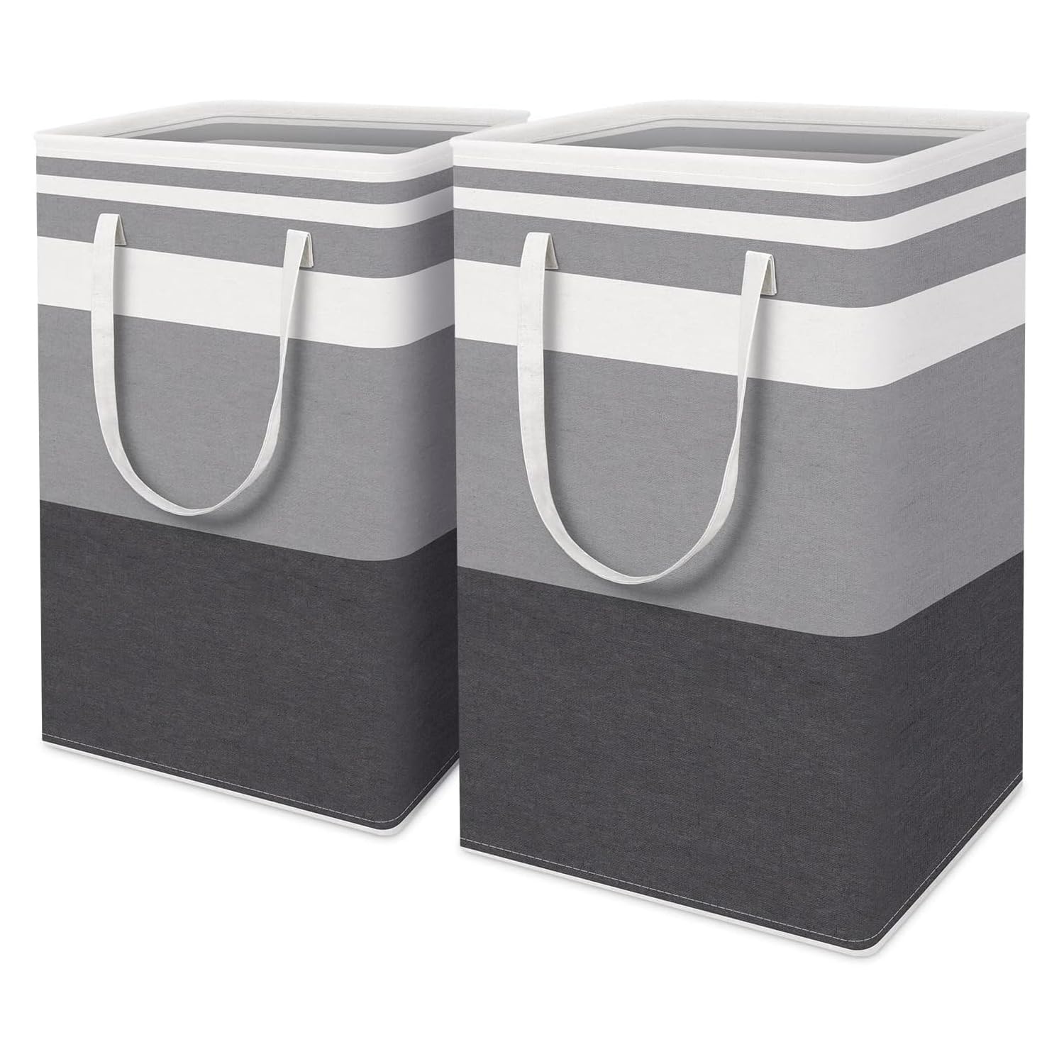 2 Large Laundry Hamper Laundry Bag 75 Litre Waterproof and Free Standing Folding High Laundry Basket Extended Handles Ideal for Clothes