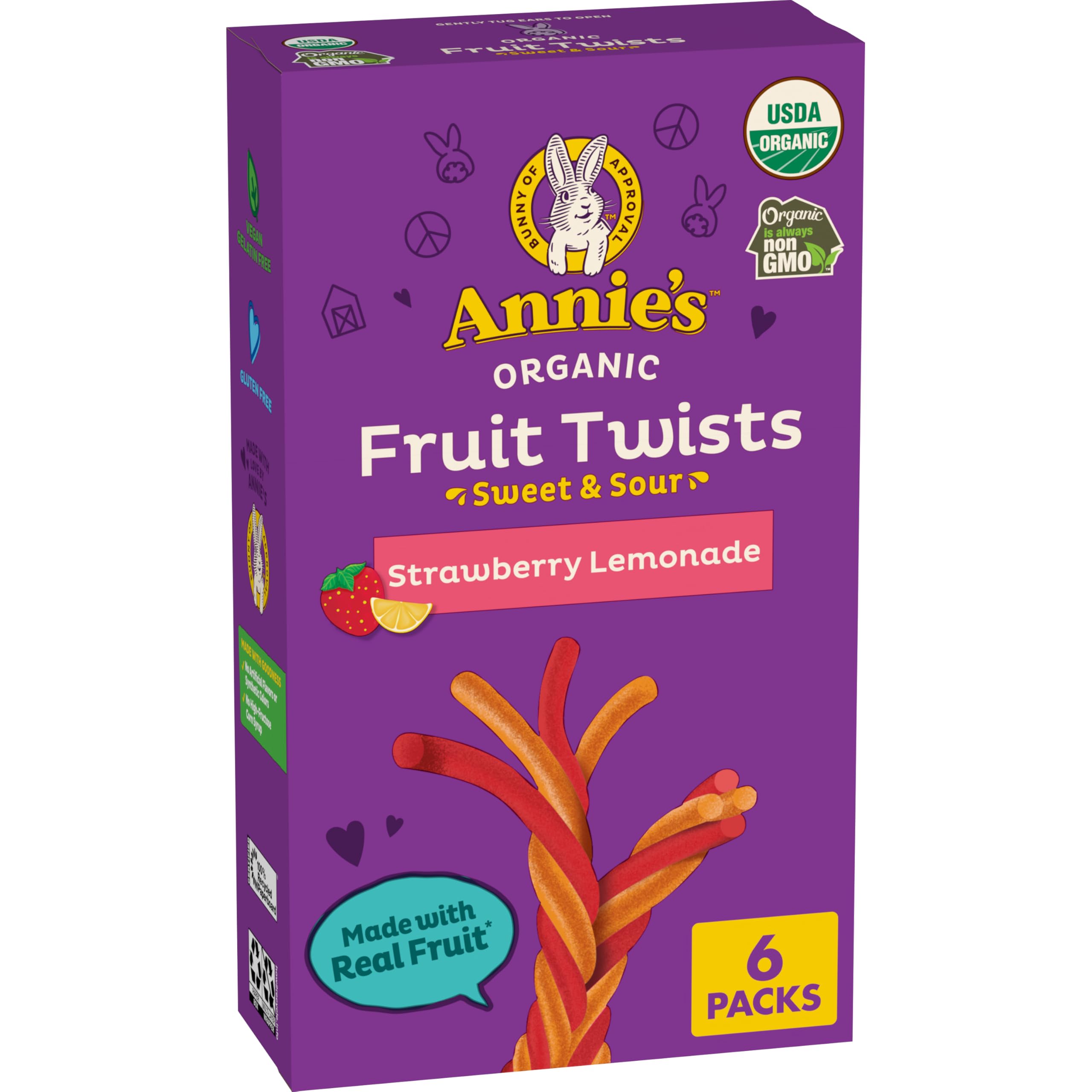 Annie's, Fruit Twists Sweet And Sour Strawberry Lemonade Organic, , 3.84 Oz (Pack of 2)