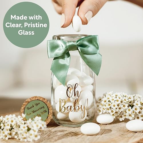 Miniatura 5 de Paquete de 24 botellas de vidrio de leche vintage Oh Baby Woodland con cintas y calcomanías, regalos elegantes para baby shower para invitados y Oh