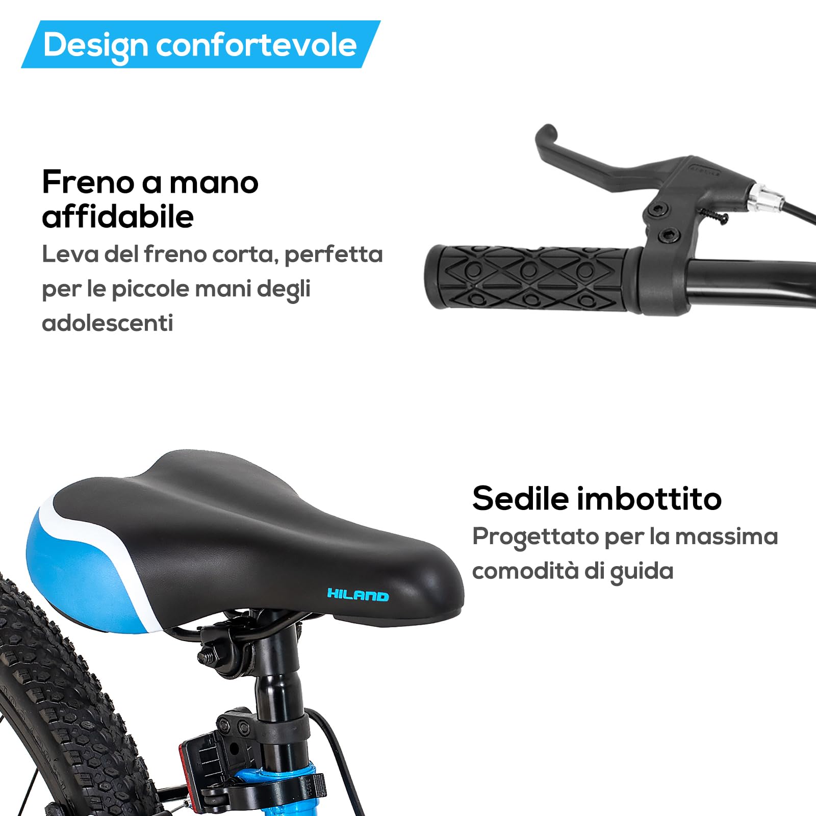 HILAND Mountain Bike 20 Pollici Bambini Ragazzi Ragazze Bicicletta Singola Velocità Doppi Freni a Mano Cavalletto