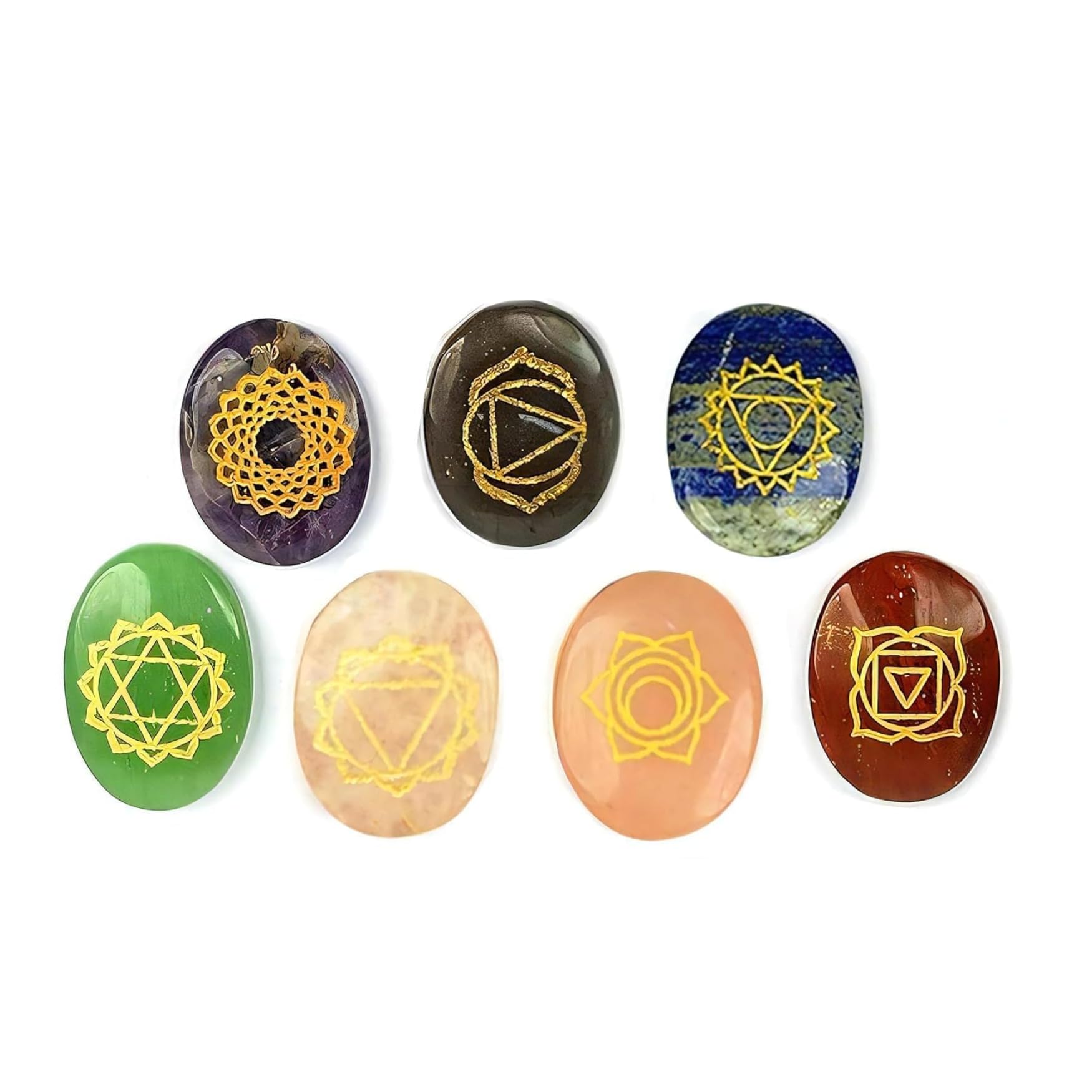 Rebinyn EMS 7 Chakra Symbol Engraved Stone Set Healing Gemstone for Reiki Healing Crystal Healing (B0CKZC7JMP) Amazon Price History, Amazon Price Tracker