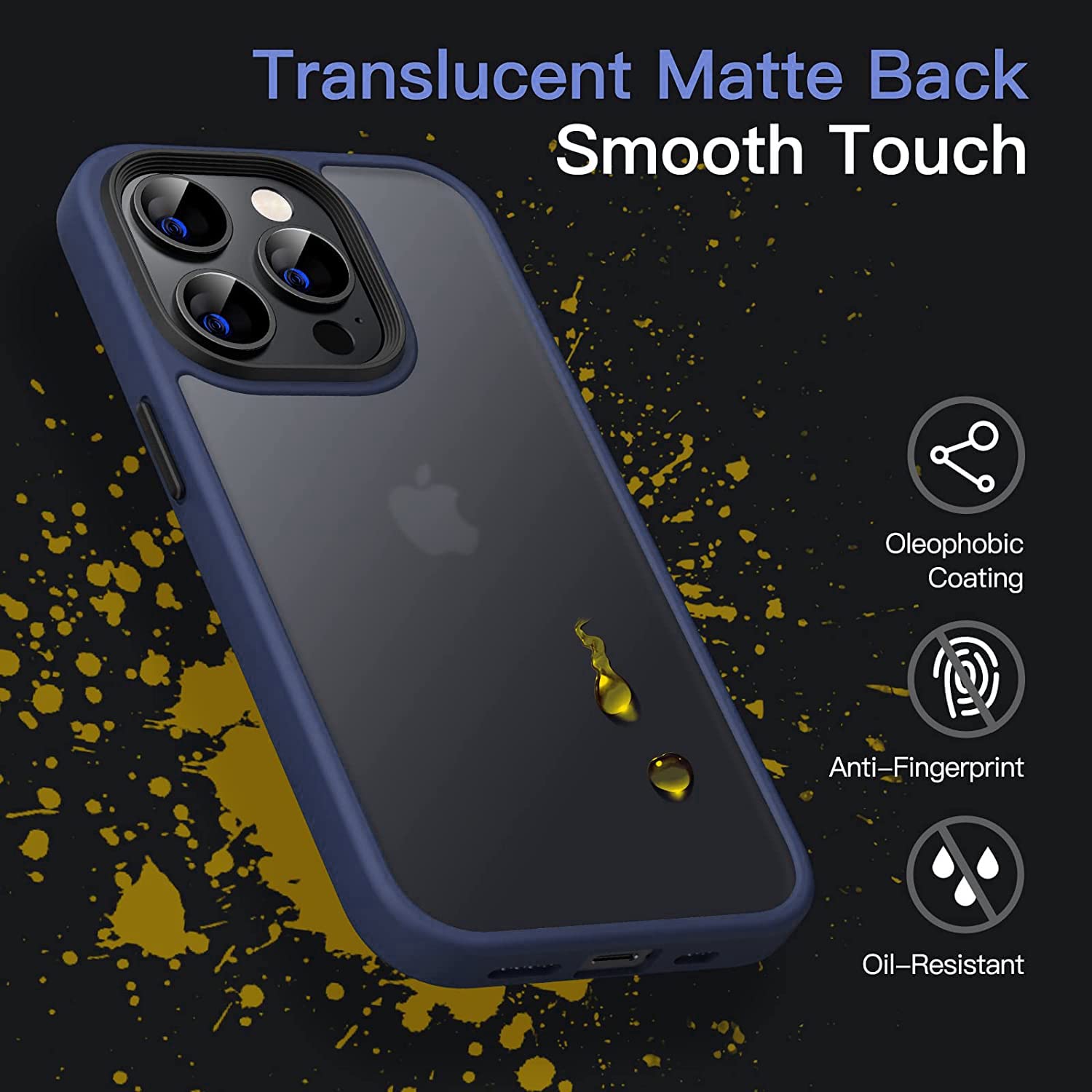 Cover Robusta iPhone 14 Pro con Slider Camera e Ring Stand Blu