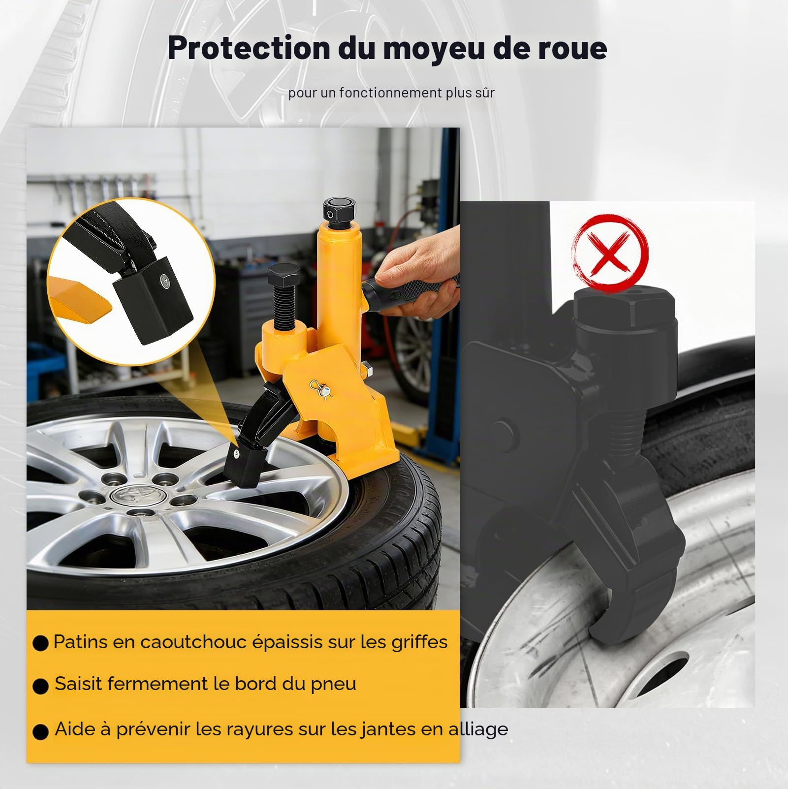 Outil de démontage manuel pour pneus de 38" à 42", outil de changement de pneu de camion, tracteur, structure en acier renforcé, avec patins en caoutchouc antidérapants, portable