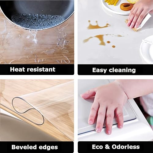 Miniatura 6 de Muka Funda protectora de vinilo transparente de vinilo resistente de 30 x 48 pulgadas de grosor para mesa auxiliarencimera