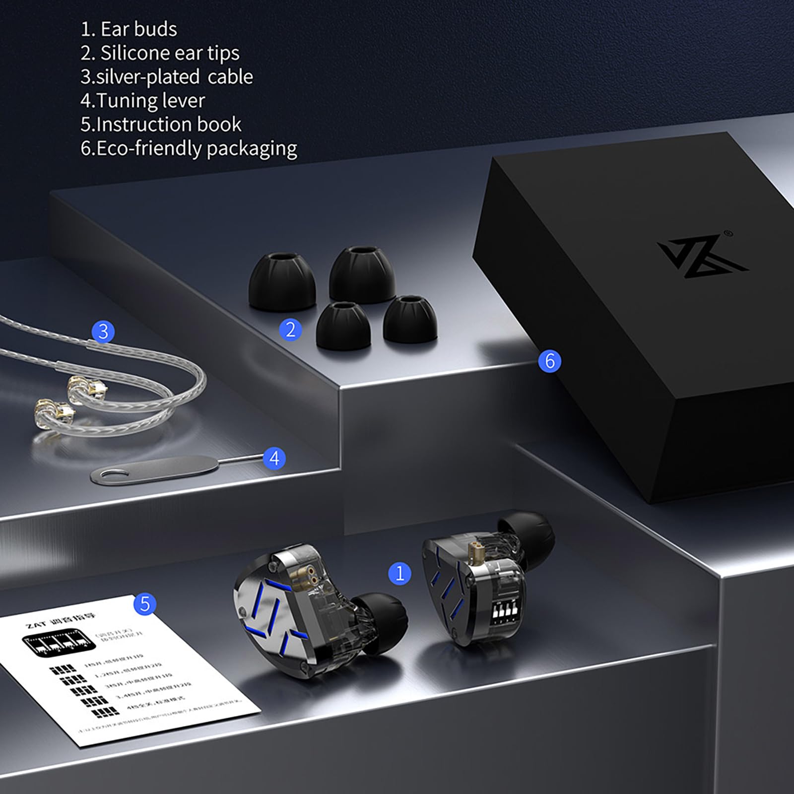 Amazon.co.jp: KZ ZAT 8BA+1DDハイブリッド型チューニング調整可能な