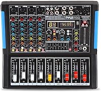 Vista 2 de Pyle - Mezclador de audio de estudio Bluetooth de 4 canales - Interfaz controladora de sonido DJ con unidad USB para entrada de grabación de PC