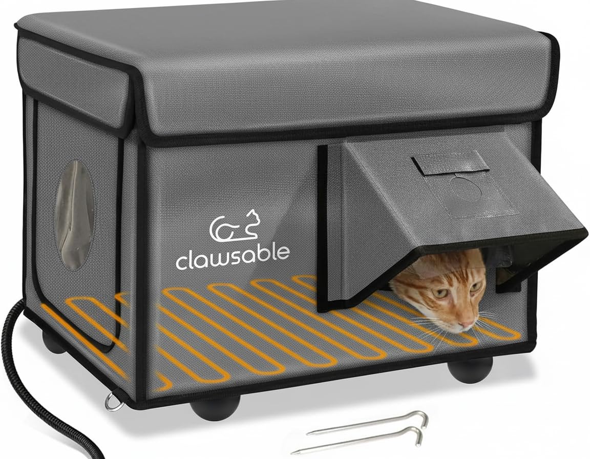 Niche Pour Chat Extérieur Isolée Hiver - Modèle L Avec Coussin Et Base Surélevée - Imperméable Et Chaude