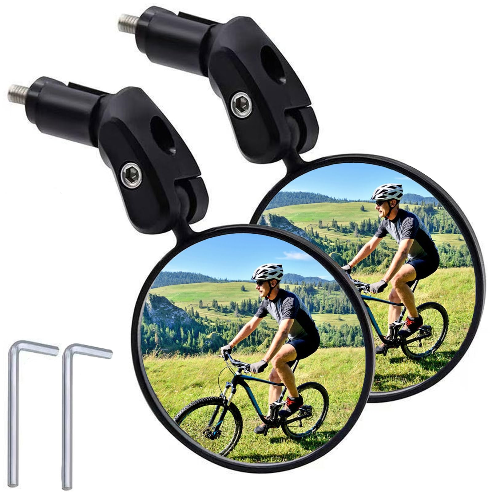 Specchietto Retrovisore Per Bicicletta - 2 Pezzi, Orientabile 360°, Per Manubri 22-30 Mm, HD