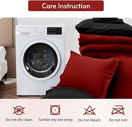 Miniatura 371 de MUXHOMO Juego de edredón Queen de 7 piezas, cama reversible en una bolsa, tamaño Queen, juego de ropa de cama para todas las estaciones con edredón