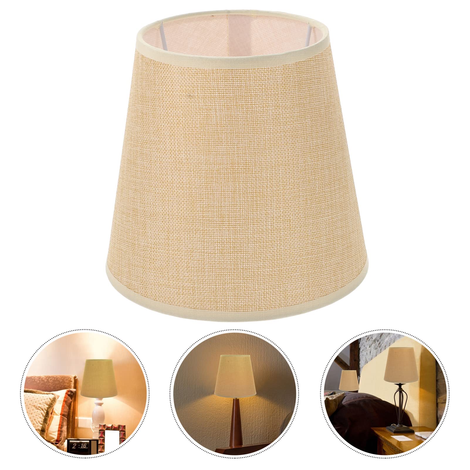Lurrose Small Lamp Shade Barrel Fabric Lampshade Natural Linen Hand Crafted for Bedside Lamp Table Lamp & Floor Light, Beige
