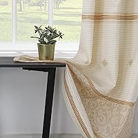 Vista 86 de Seville Farmhouse - Cortina de ducha moderna con estampado de rayas de poliéster, color amarillo, impermeable, cortina de baño, pequeña, 54 pulgadas