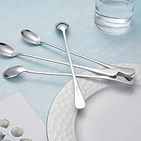 Vista 2 de Paquete de 8 cucharas de cóctel de mango largo de 9 pulgadas, cucharas de té helado de acero inoxidable para café y helado, cucharas para mezclar