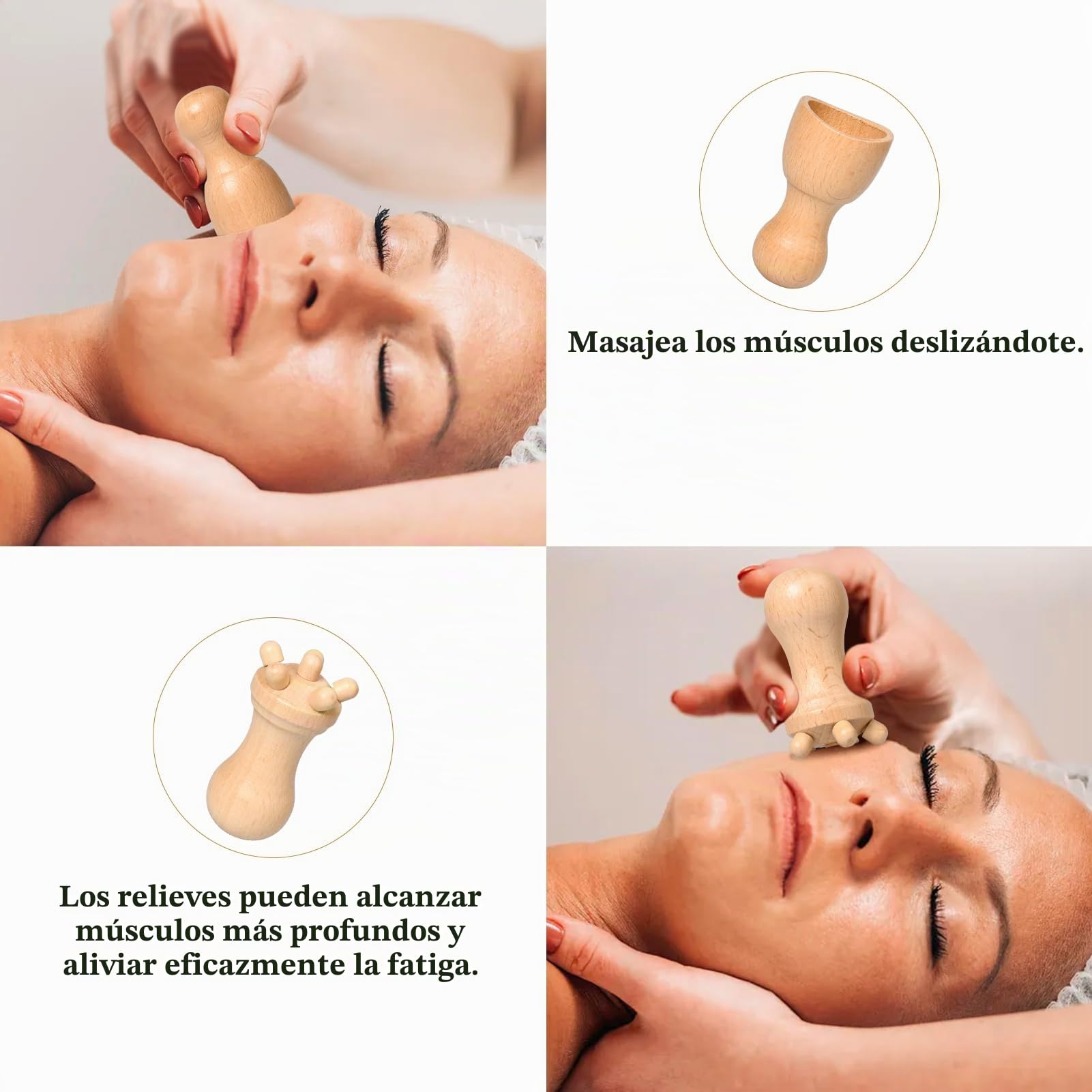 Kit Maderoterapia, Masaje Maderoterapia Madera Rodillo Facial, Maderoterapia Corporal Taza De Masaje Sueco De Madera, Guasha Facial Champiñon Maderoterapia para Cara, Cuerpo y Cabeza (7)