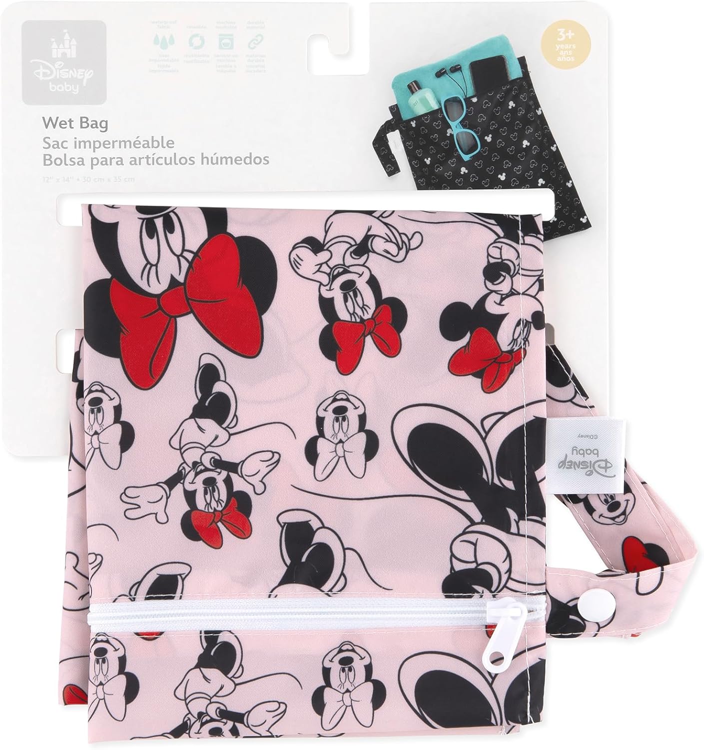 Bumkins Disney Minnie Mouse Waterproof Wet Bag, Washable, Reusable