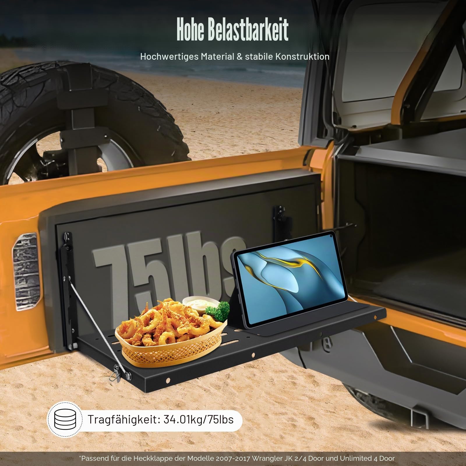 Wandklapptisch für Wohnmobile, 62 x 31 cm, Wandmontierte Caravan Tische, Belastbarkeit bis zu 34kg, Heckklappentische für Wohnmobile für Picknicks im Freien