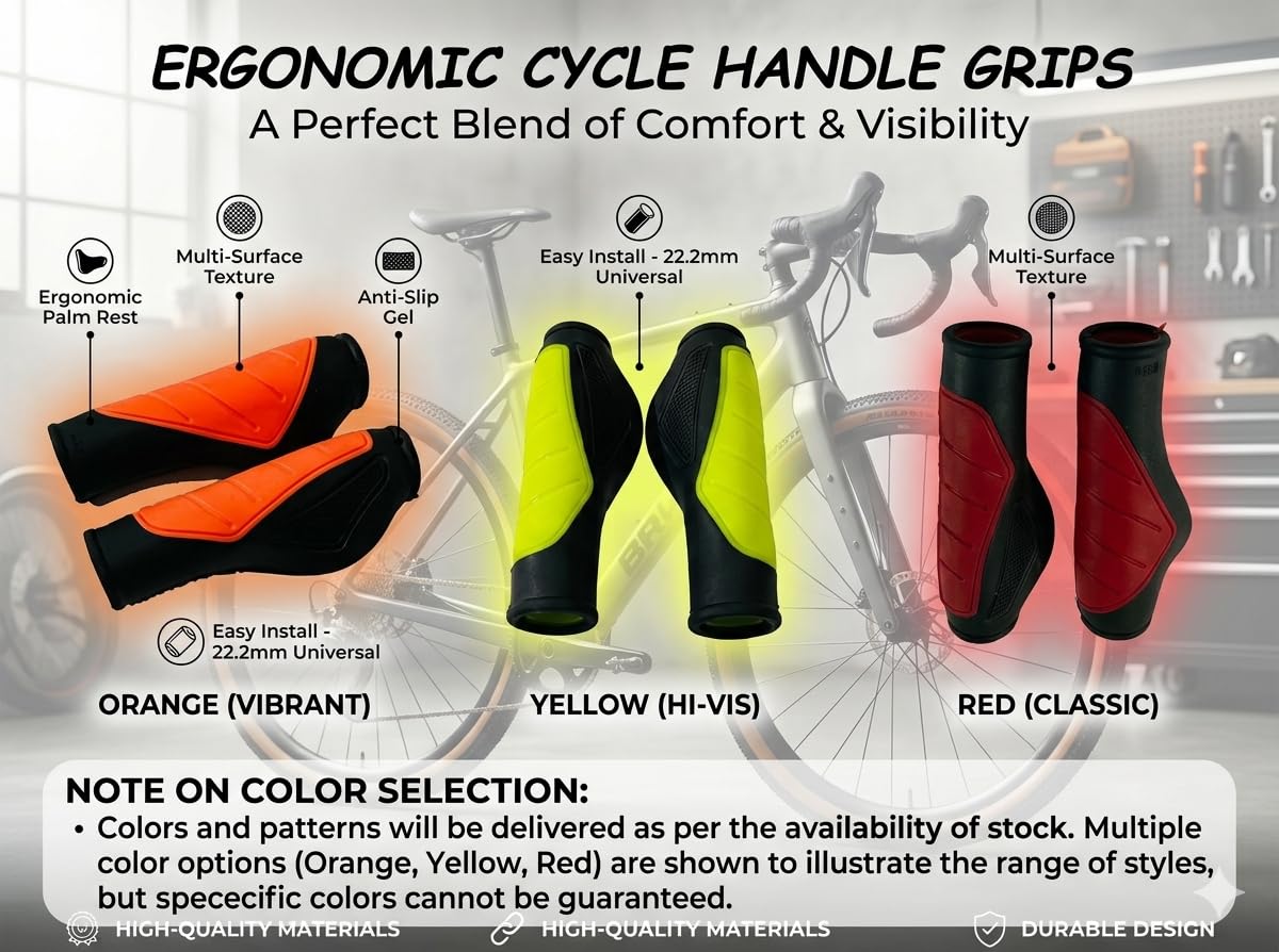 Wavva® Cycle Handle Grip Set 12.5cm Unique Color Non Toxic Soft Rubber Anti-Slip MTB/City Bicycle Bike (Multicolor) 2