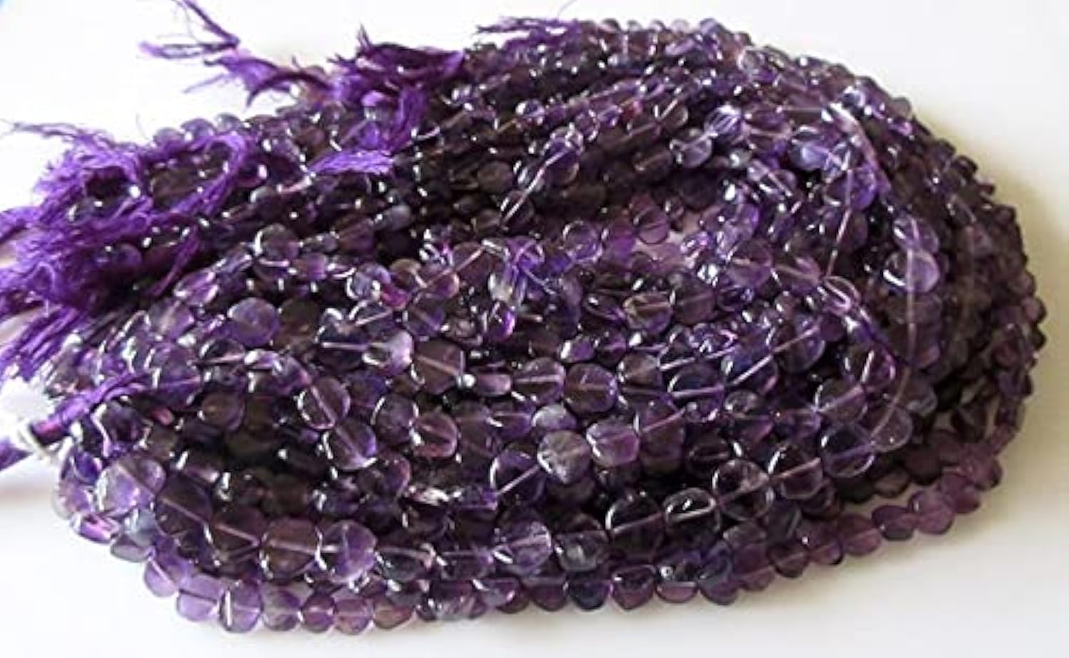 Perles améthyste naturelle en forme de pièce plate 7mm pour création de bijoux de lithothérapie