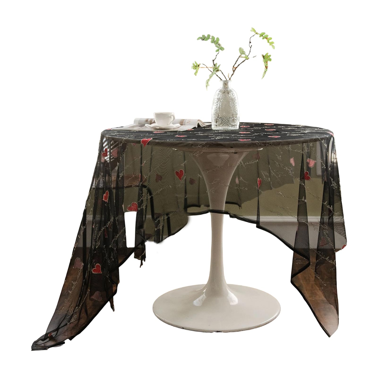 Tsophreniq Lace Embroidery Tablecloth Spill Home Use Any Season Sturdy Practical Dining Table Cover